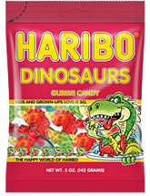 Haribo Dinosaurs Gummy Candy 5 oz Each Bag Quantity 12 Bags Per Case Sweet Browse at UsaCandyWholesale.Com